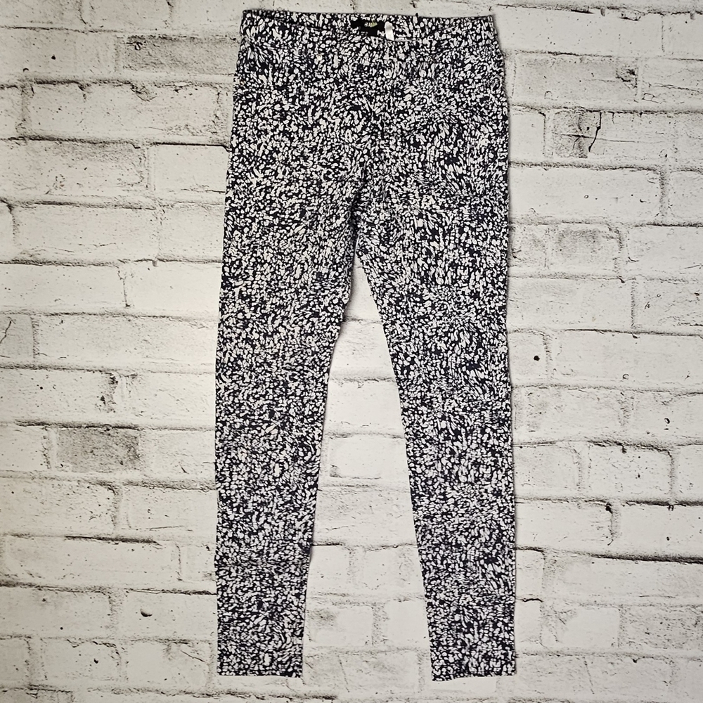 H&M Black White Abstract Print Leggings Skinny Pants Size 6